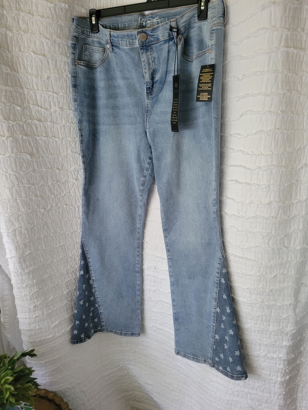 DG2 by Diane Gilman Light Wash Flare Jeans with Star Cuff - Picture 3 of 16
